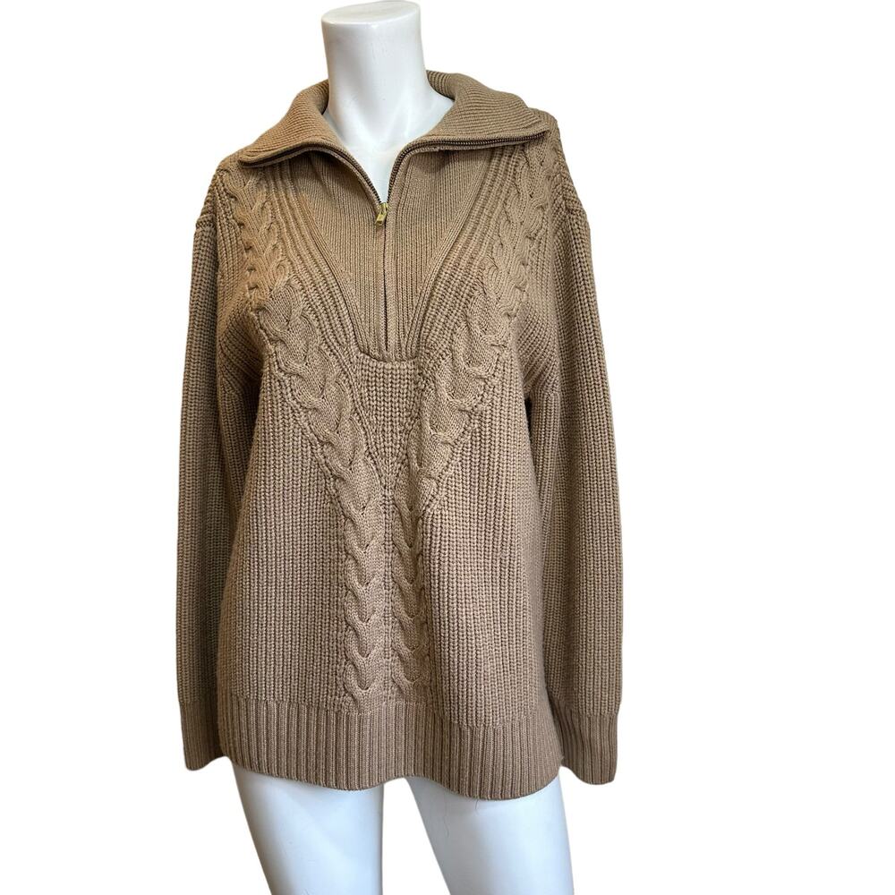 Tuckernuck Camel Tan Quarte Zip Estrella Chunky Wool Sweater sz XS